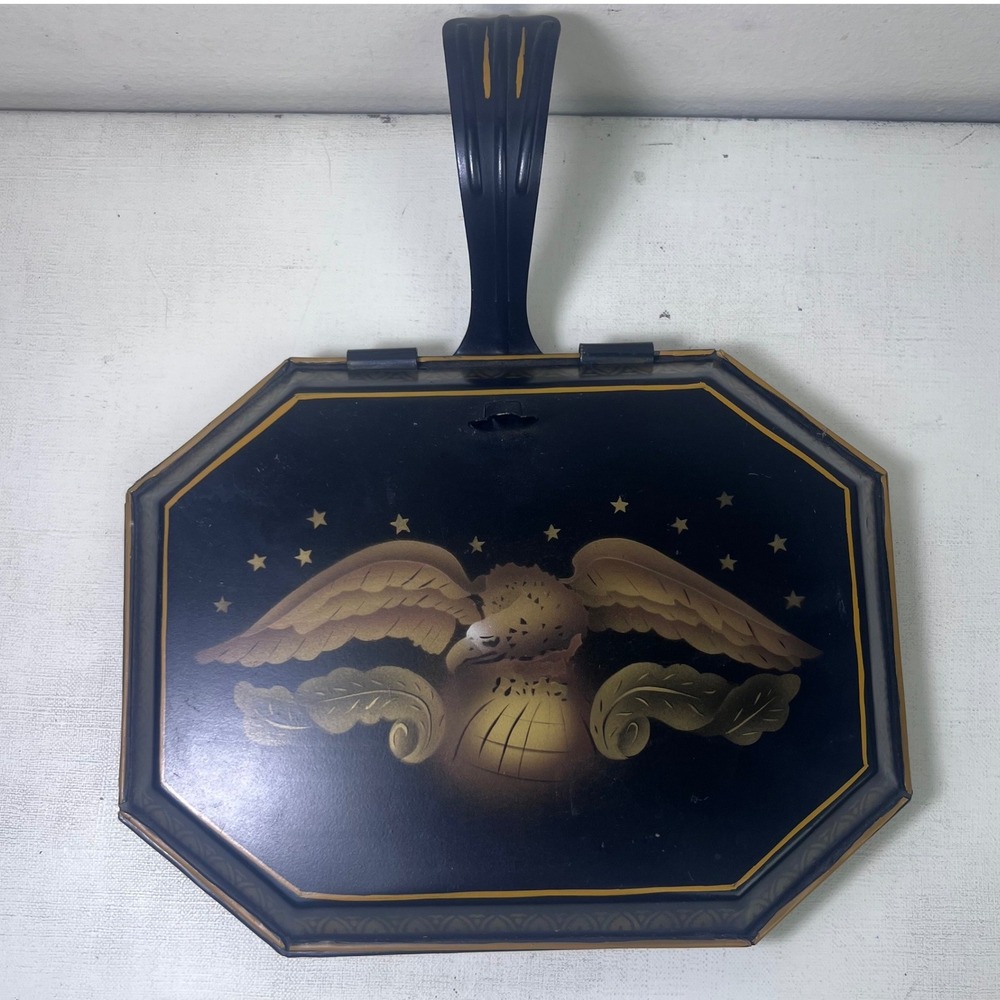 L Hitchcock Black Tole Painted Eagle Silent Butler Crumb Catcher Riverton Conn - Picture 2 of 11